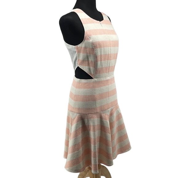 Tibi Revolve Blanket Stripe Dress In Pale Blush Linen Blend Preppy Barbie Sz 4 - Picture 3 of 15